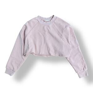 NIA Pink Crop Cotton Pullover Sweatshirt Size XS Lounge Athleisure